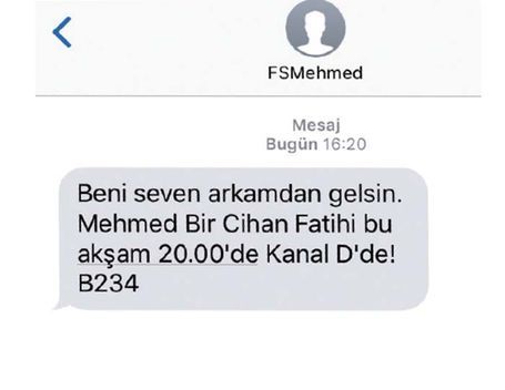 Size de Mehmed Bir Cihan Fatihi'nde SMS geldi mi? 7