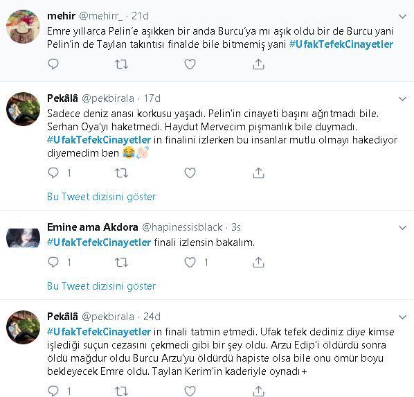 Ufak Tefek Cinayetler bitti ama tartışma bitmedi! Neler neler söylediler! 31