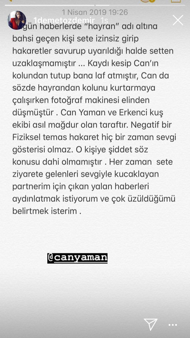 Demet Özdemir'den setteki şiddet iddiasını yalanlayan açıklama! Can Yaman'a sahip çıktı! 8