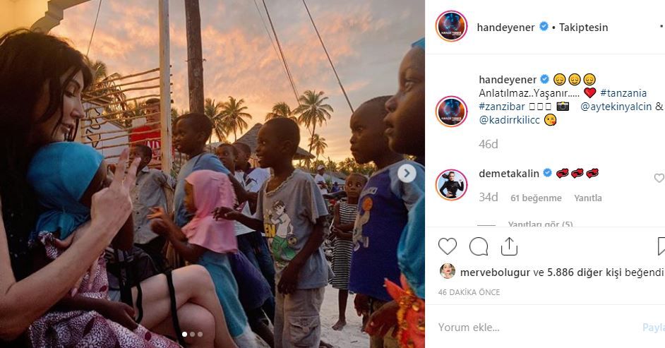 Hande Yener'in Tanzanya'dan yaptığı paylaşımda bir isim çok dikkat çekti! 8