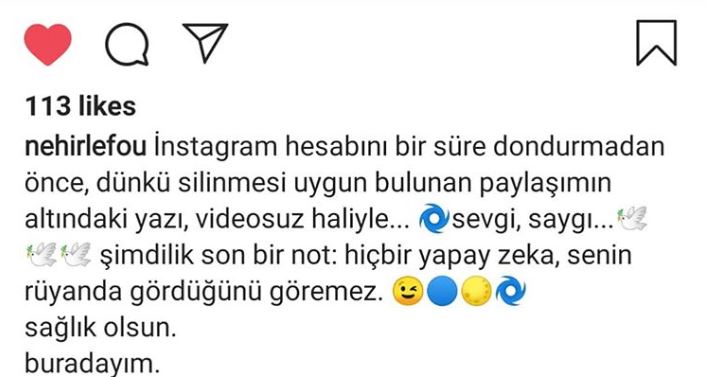 Nehir Erdoğan'ın videosu kaldırtıldı, instagram hesabını donduruyor! Bunun TRT dizisiyle ilgisi var mı? 8