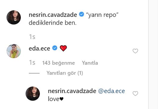 Eda Ece, Nesrin Cavadzade'ye kalp yollayınca Yasak Elma hayranları deli oldu! 9