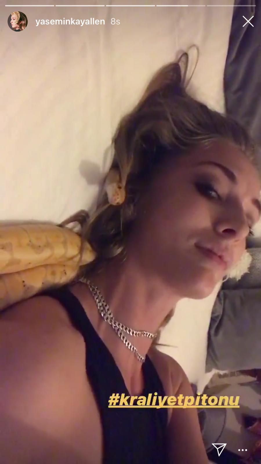 Piton yılanı ile yatakta yatabilir misiniz? Yasemin Allen yapıyor! 8