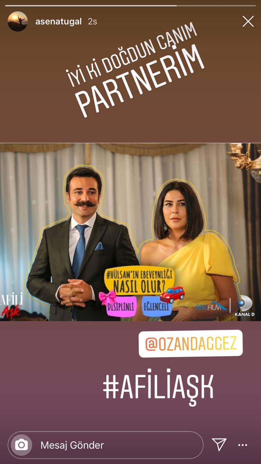 Afili Aşk dizisinde Asena Tuğal'dan partneri Ozan Dağgez'e kutlama 7