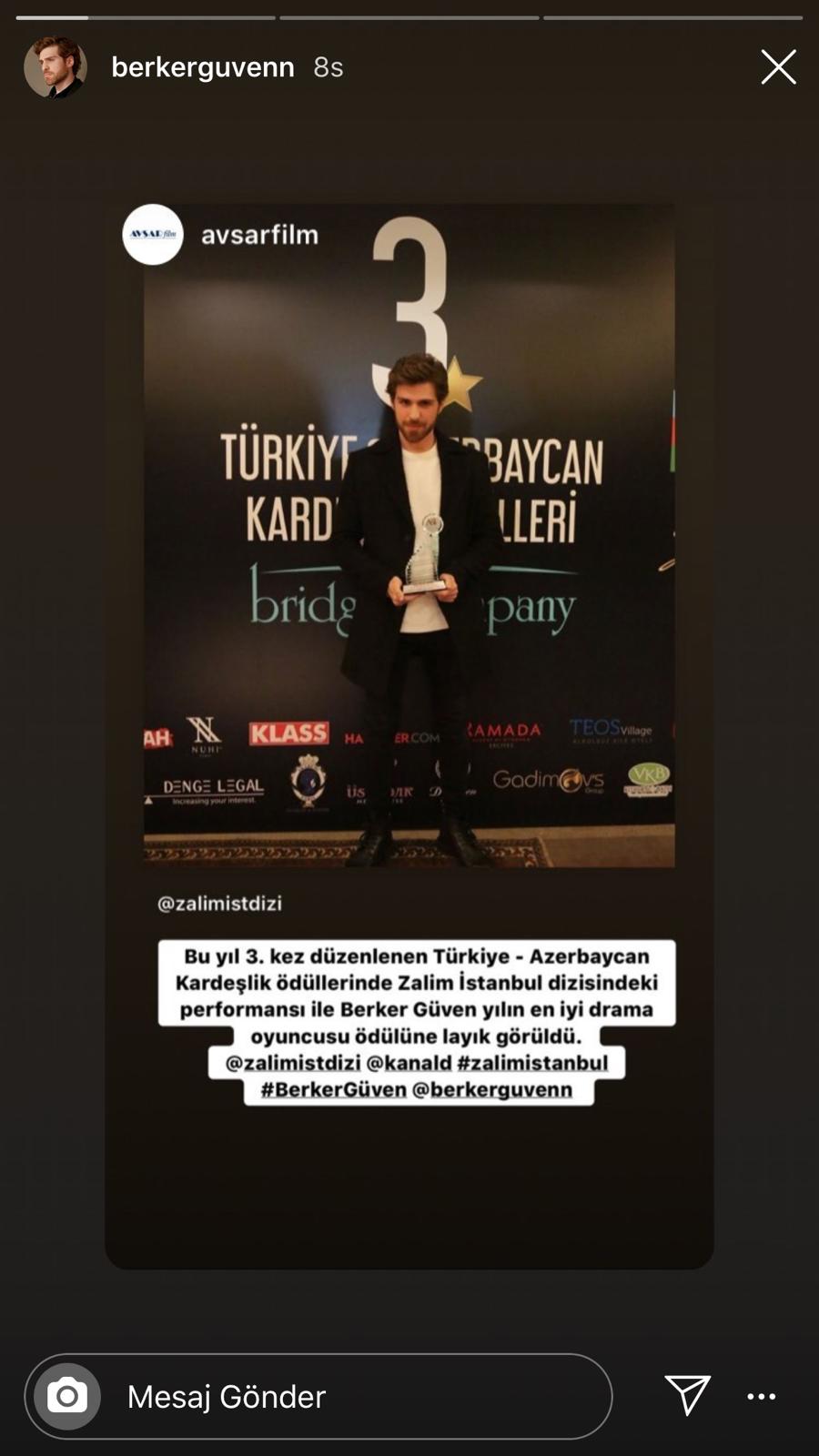 Zalim İstanbul dizisindeki Nedim, Berker Güven'e ödül kazandırdı! 7