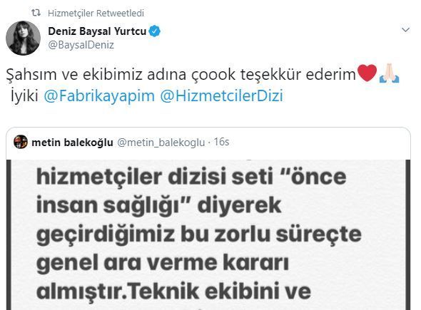 Deniz Baysal'dan Hizmetçiler dizisi teşekkürü! 9