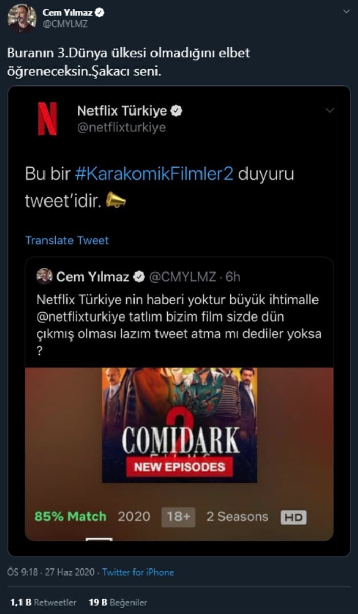 Cem Yılmaz ile Netflix atışmasından daha iyi tanıtım olamazdı! 11