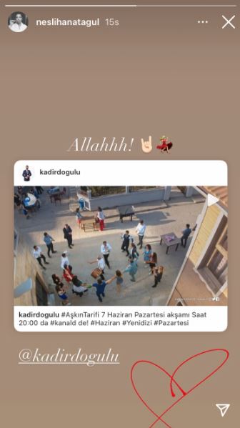 Neslihan Atagül'den, eşi Kadir Doğulu'nun yeni dizisi Aşkın Tarifi'ne sosyal medyadan destek! 7