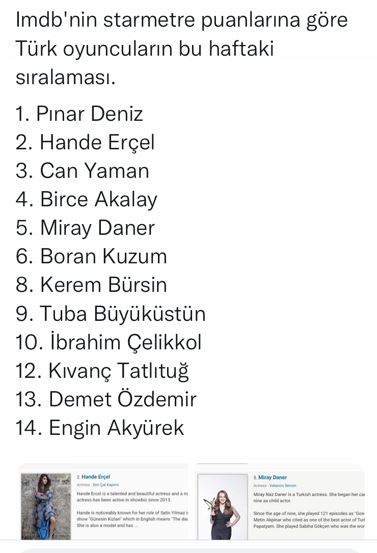 Pınar Deniz, Hande Erçel'i bile geçti ve listenin ilk sırasında yerini aldı! 10