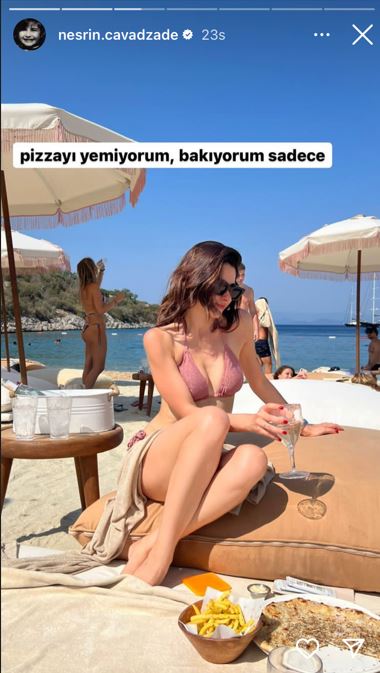 Sanmayın ki o pizzayı yedi! Nesrin Cavadzade bikinili fit görüntüsünün ardındaki sırrı notuyla verdi! 7