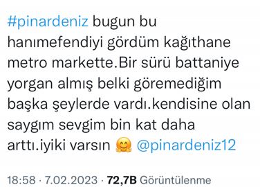 Yargı'nın Ceylin'i Pınar Deniz'in depremzedeler için malzeme aldığını bir hayranı görüp paylaştı... 7