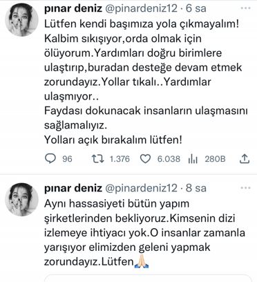 Yargı'nın Ceylin'i Pınar Deniz'in depremzedeler için malzeme aldığını bir hayranı görüp paylaştı... 6