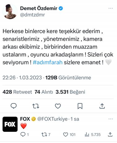 Demet Özdemir, yeni dizisi Adım Farah'ın yayını biter bitmez sosyal medyadan ilk mesajıyla dikkat çekti! 13