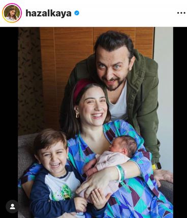 Hazal Kaya'nın yeni doğan kızı Süreyya ve 3,5 yaşındaki oğluyla pozuna ünlü meslektaşlarından yorum yağdı... 11