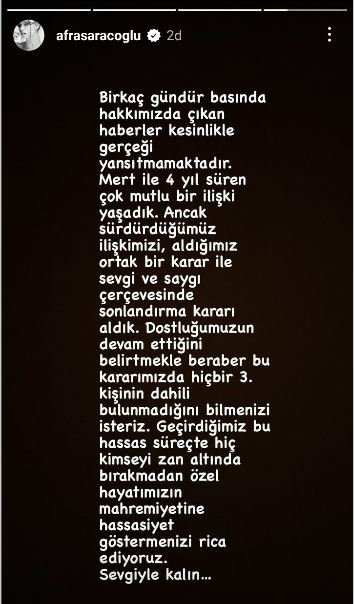 Afra Saraçoğlu'nun ayrılık açıklamasındaki bir sözü herkesin dikkatini çekit! 2