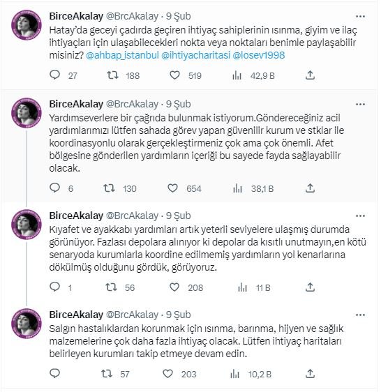 Kuş Uçuşu dizisiyle konuşulan Birce Akalay, depremzedeler için bir çağrı yaptı, hemen sonuç aldı! 9