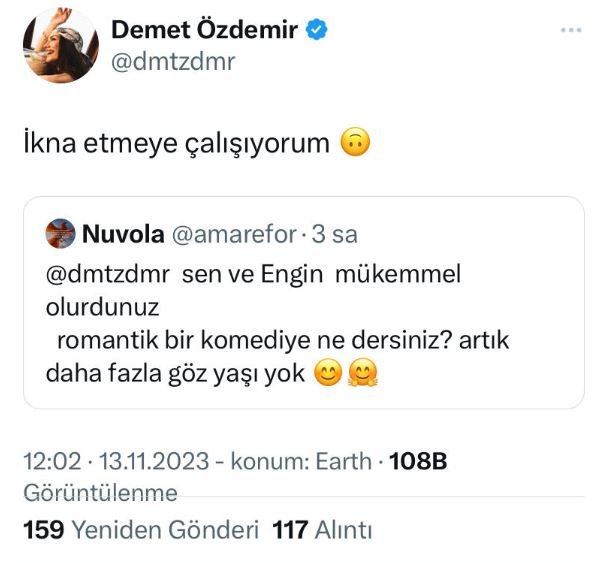 Demet Özdemir şaka yapmıyor ise, Engin Akyürek'i yeni bir dizi için ikna etmeye çalışıyor! 7 Demet Özdemir şaka yapmıyor ise, Engin Akyürek'i yeni bir dizi için ikna etmeye çalışıyor! 7