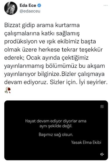 Eda Ece yine sahneye çıktı, Yasak Elma dizi ekibi yardım çabasıyla gönül kazandı! 7 Eda Ece yine sahneye çıktı, Yasak Elma dizi ekibi yardım çabasıyla gönül kazandı! 7