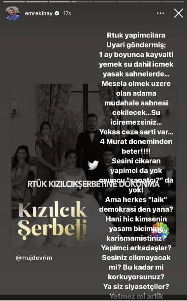 Emre Kınay'ın Kızılcık Şerbeti dizisi üzerinden çok ilginç bir tepki paylaşımı! 7 Emre Kınay'ın Kızılcık Şerbeti dizisi üzerinden çok ilginç bir tepki paylaşımı! 7