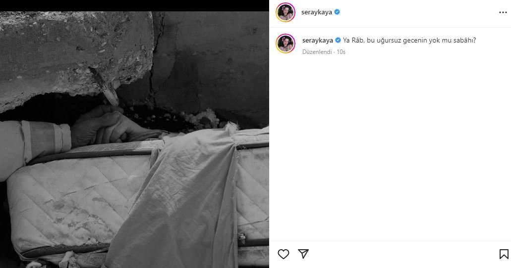 Seray Kaya'nın paylaştığı deprem fotoğrafı milyonların hafızasına kazındı! 1 Seray Kaya'nın paylaştığı deprem fotoğrafı milyonların hafızasına kazındı! 1