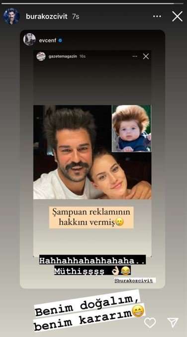 Burak Özçivit, espri konusu olan saçı için Fahriye Evcen'in mesajına yaptığı yorumla kahkaha attırdı! 7