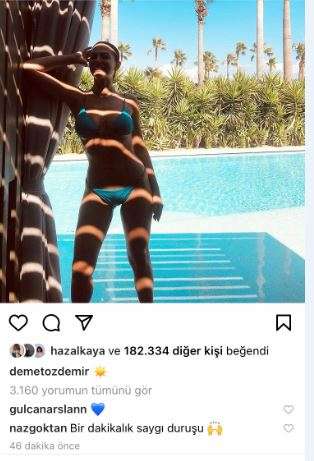 Demet Özdemir'in mavi bikinili pozuna düşen düşene! Rol arkadaşları bile laf attı! 10