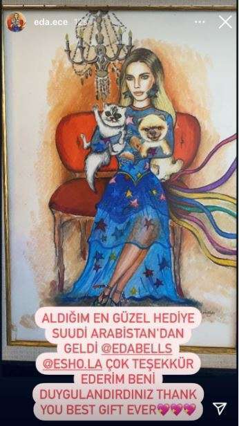 Eda Ece, Arap hayranının yaptığı resmi o kadar beğendi ki profiline koydu 8