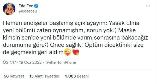 İkinci kez koronavirüse yakalanan Eda Ece'den Yasak Elma açıklaması! 7