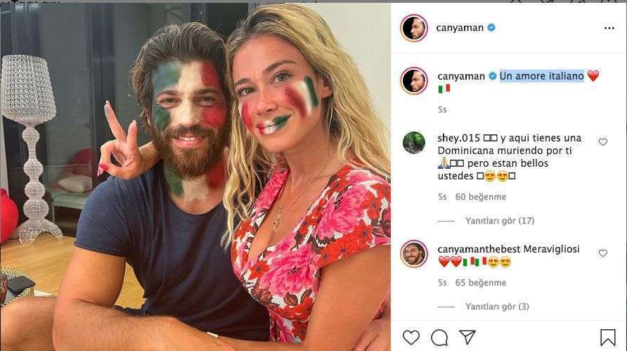 Can Yaman ve sevgilisi Diletta Leotta İtalya'nın şampiyonluğunu kutladı! 7