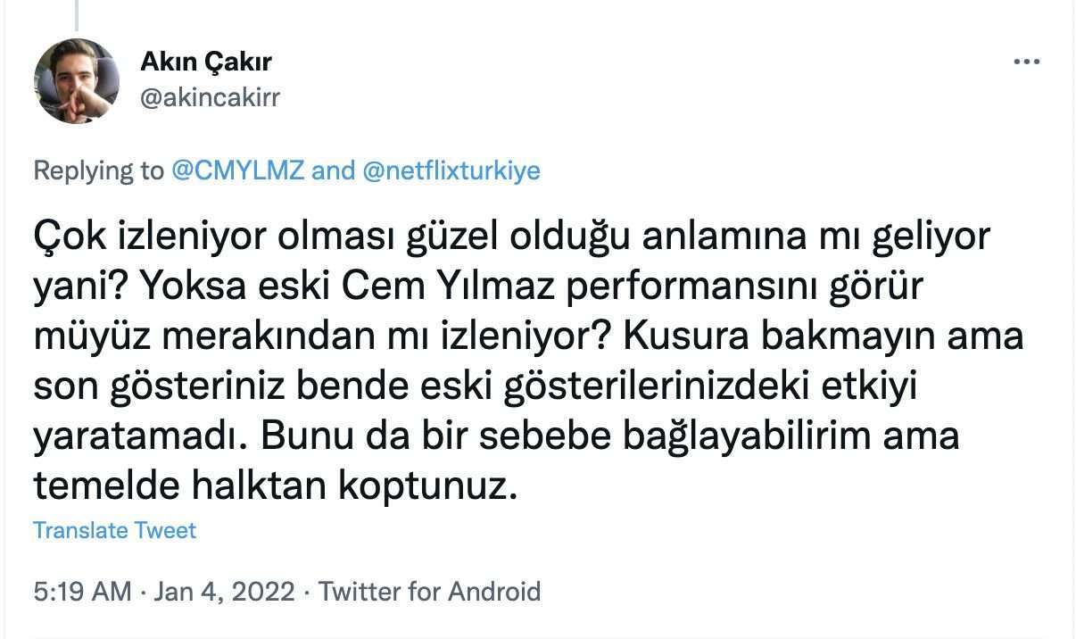 Cem Yılmaz'la izleyicinin arası gergin! Ünlü komedyen yanıt verdi, eleştiriler sertleşti! 9 Cem Yılmaz'la izleyicinin arası gergin! Ünlü komedyen yanıt verdi, eleştiriler sertleşti! 9