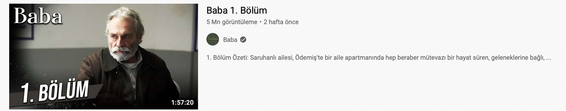 Haluk Bilginer’i ekrana döndüren Baba dizisinden YouTube’da büyük başarı! 103