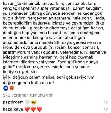 Harun Tekin, Melisa Sözen'in doğumgününde öyle bir mesaj yayınladı ki dostlar başına! 9 Harun Tekin, Melisa Sözen'in doğumgününde öyle bir mesaj yayınladı ki dostlar başına! 9