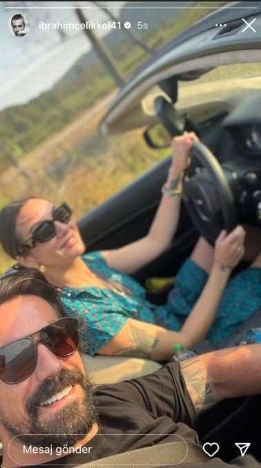 Birce Akalay ve İbrahim Çelikkol buluştu, hayranları coştu! Arabadaki pozları olay oldu! 8