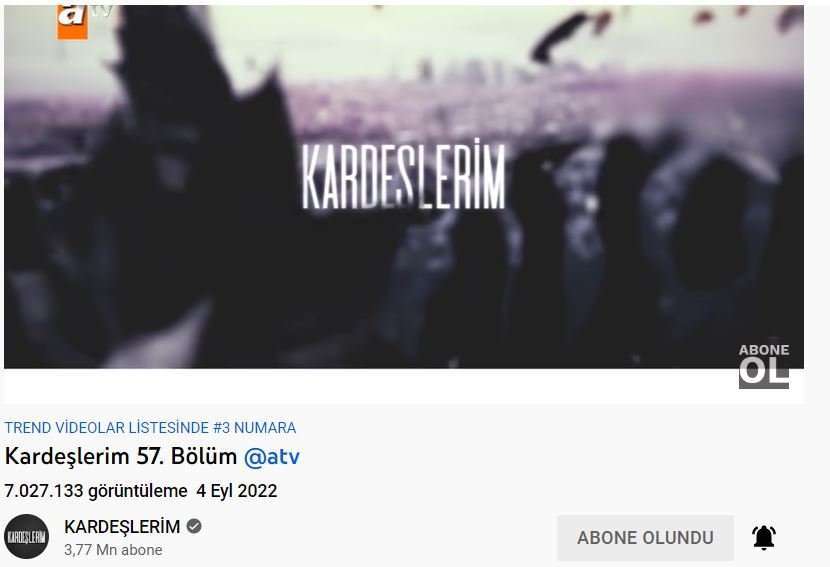 Youtube'da Kardeşlerim dizisinin izlenme oranları muhteşem bir tabloyu ortaya koyuyor! 7 Youtube'da Kardeşlerim dizisinin izlenme oranları muhteşem bir tabloyu ortaya koyuyor! 7