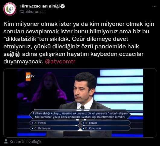 'Kim Milyoner Olmak İster'de öyle bir soru soruldu ki, eczacılar ayağa kalktı! 7 'Kim Milyoner Olmak İster'de öyle bir soru soruldu ki, eczacılar ayağa kalktı! 7