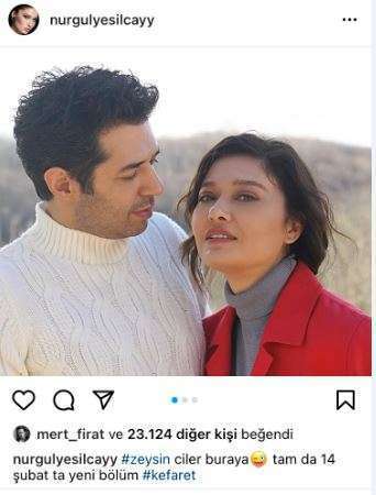 Nurgül Yeşilçay, tam da 14 Şubat öncesinde Kefaret'i izleyen ZeySin'cilere güzel bir sürpriz yaptı! 8
