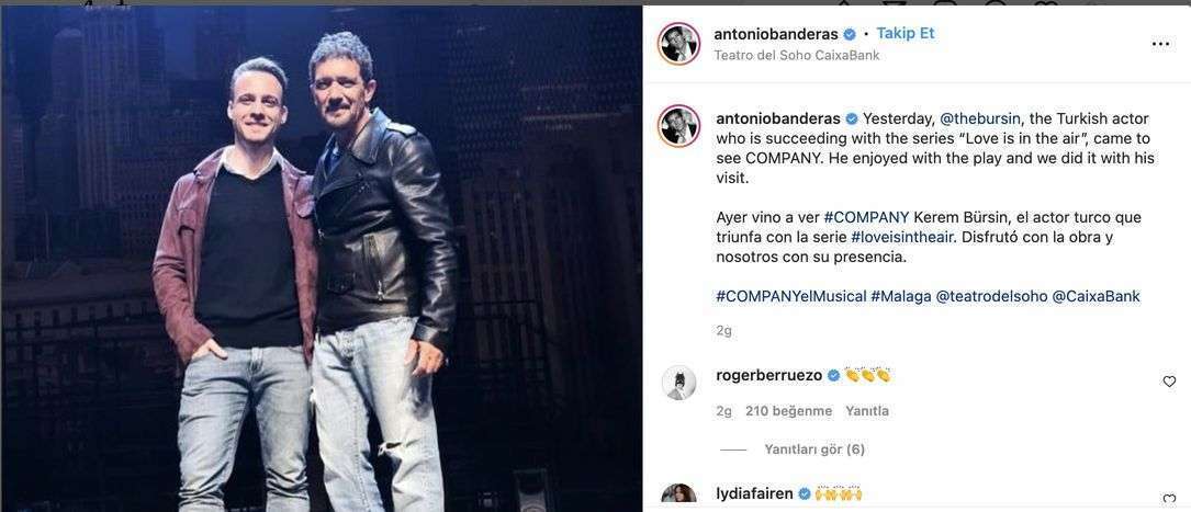 Dünyaca ünlü aktör Antonio Banderas, Kerem Bürsin’le fotoğrafını sosyal medyada paylaştı! 7