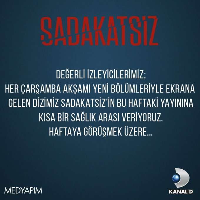 Herkes koronavirüs sanmıştı! Sadakatsiz dizisinin bu hafta yayınlanmamasının nedeni ortaya çıktı! 8 Herkes koronavirüs sanmıştı! Sadakatsiz dizisinin bu hafta yayınlanmamasının nedeni ortaya çıktı! 8