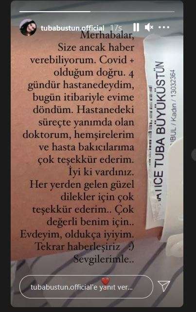 Koronavirüse yakalanan ve hastaneye kaldırılan Tuba Büyüküstün'den iyi haberler var! 7