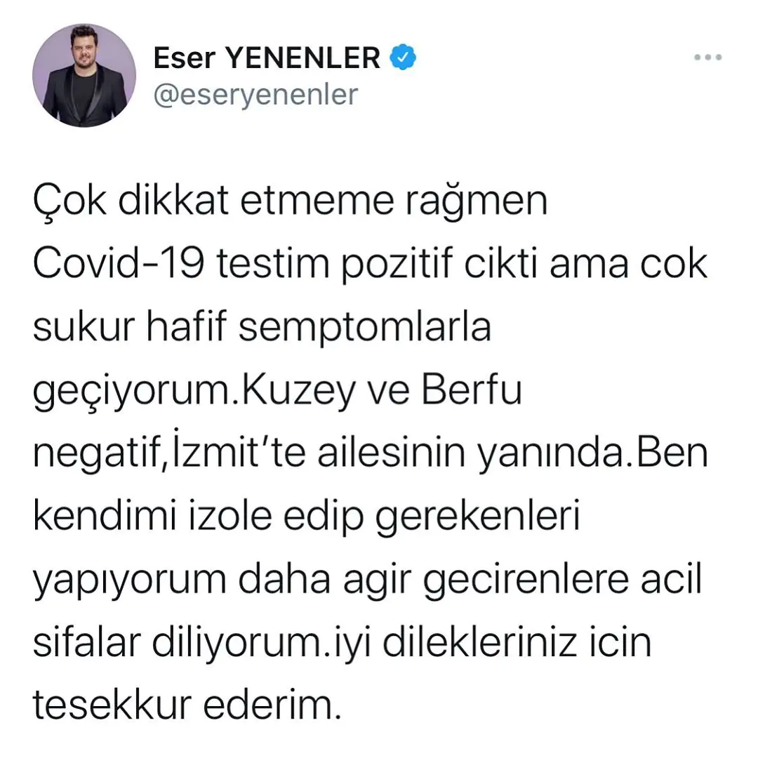 Eser Yenenler de koronavirüse yakalandığını duyurdu! 7