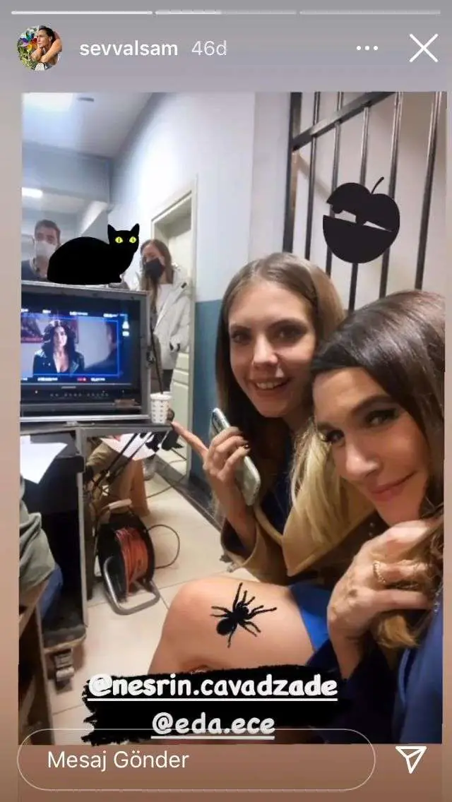 İlahi Eda Ece! Yasak Elma'nın setindeki fotoya öyle emoji'ler koydu ki gel de gülme! 8