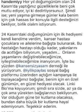 Hande Erçel, doğum gününde kanserli hastalar için bağış istemişti, sonuç çok şaşırttı! 9